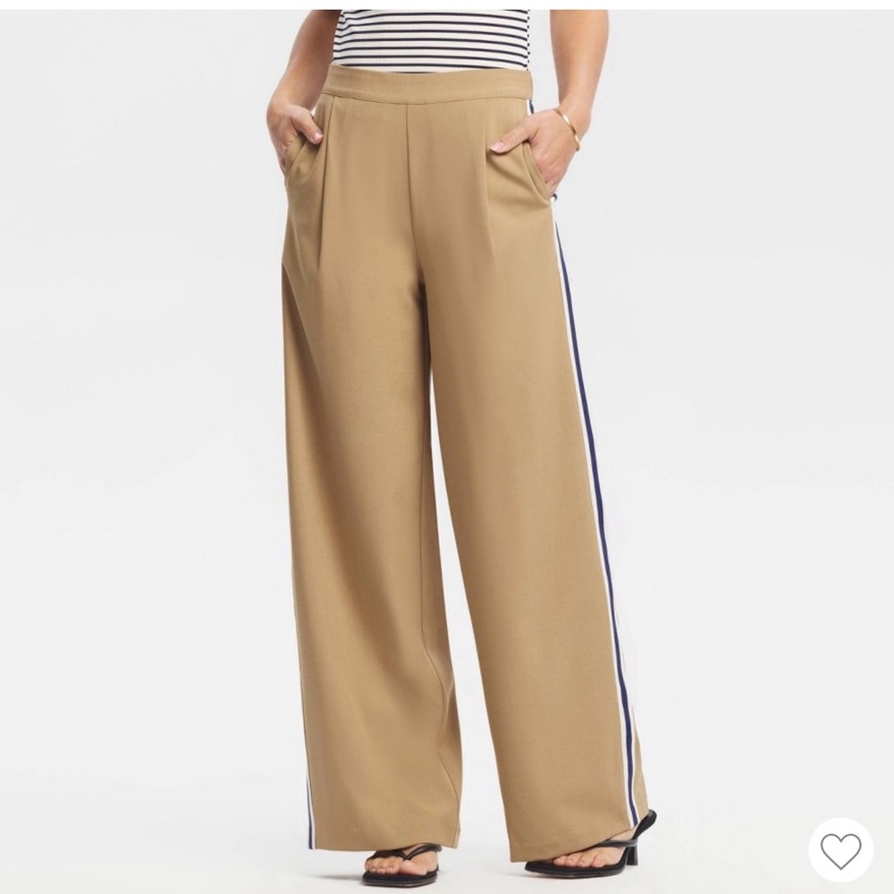 NWT Target A New Day Beige Track Stripe Wide-Leg Pants Medium